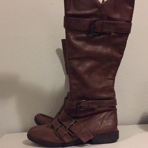 Brown knee high boots